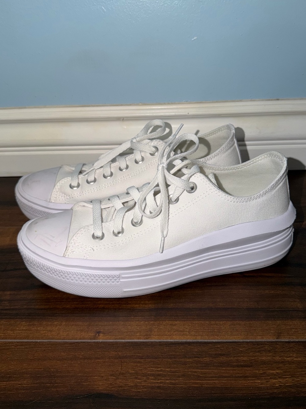 Converse White Platform Canvas Low-Top Sneakers
